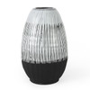 13" Black White and Gray Patterned Lines Ceramic Vase