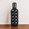 12" Black Ceramic Pierced Geometric Cylinder Table Vase