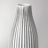 18" Black and White Pinstripe Narrow Ceramic Vase