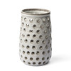 12" Organic White Glaze Pierced Dot Ceramic Vase