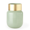 12" Smokey Green and Glass Rounded Oval Vase