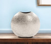 10" Hammered Silver Disc Shape Decorative Vase