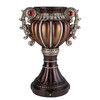 18" Bronze and Silver Floral Urn Polyresin Table Vase With Stones