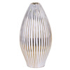 14" White and Gold Ceramic Striped Bud Vase
