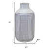 10" Off White Terracotta Striped Cylinder Table Vase
