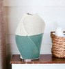 12" Green and Ivory Ombre Wavy Ceramic Table Vase