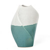 12" Green and Ivory Ombre Wavy Ceramic Table Vase