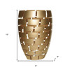 12" Mouth Blown Wall Design Gold Vase