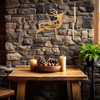 Deer Woodland Profile Rust Metal Wall Art with Forest Scene Silhouette