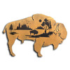Bison Woodland Profile Rust Metal Wall Art with Forest Scene Silhouette