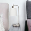 20" Nickel Metal Round USB Table Lamp with White Empire Shade