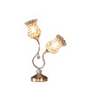 19" Gold Two Light Bedside Table Lamp with Clear Novelty Shade