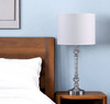 19" Silver Metal and Faux Crystal Table Lamp with White Drum Shade
