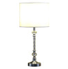 19" Silver Metal and Faux Crystal Table Lamp with White Drum Shade