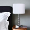 18" Silver Metal and Glass Orbs Table Lamp with White Drum Shade