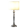 23" Black Chrome and Crystal Table Lamp with White Drum Shade