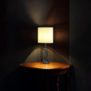 22" Silver Bedside Table Lamp with White Drum Shade