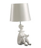 21" White Bedside Table Lamp with Silver Empire Shade