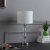 21" Silver Bedside Table Lamp with White Drum Shade