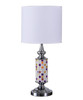 24" Silver Bedside Table Lamp with White Drum Lamp Shade