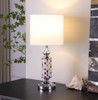 24" Silver Bedside Table Lamp with White Drum Lamp Shade