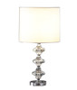 23" Silver Crystal Geometric Table Lamp with White Classic Drum Shade