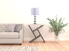 23" Silver Crystal Geometric Table Lamp with White Classic Drum Shade