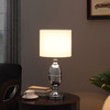 25" Silver Metal Urn Table Lamp with White Drum Shade