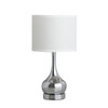19" Silver Bedside Table Lamp with White Drum Shade