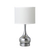 19" Silver Bedside Table Lamp with White Drum Shade