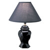 13" Black Ceramic Bedside Table Lamp with Black Lamp Shade