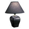 13in Black Ceramic Bedside Table Lamp with Black Lamp Shade