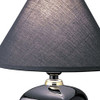13in Black Ceramic Bedside Table Lamp with Black Lamp Shade
