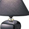 13in Black Ceramic Bedside Table Lamp with Black Lamp Shade