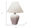13" White Ceramic Bedside Table Lamp with Off-White Shade