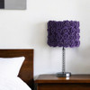 18" Silver Bedside Table Lamp with Purple Flowers Drum Shade