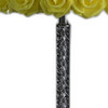 18" Silver Bedside Table Lamp with Yellow Flowers Drum Shade
