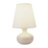12" Beige Ceramic Bedside Table Lamp with White Shade