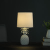 17" White Bedside Table Lamp with White Empire Shade
