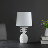 17" White Bedside Table Lamp with White Empire Shade