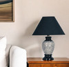 13" Black Ceramic Bedside Table Lamp with Black Shade