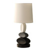 19" Black Gray and White Metal Table Lamp with White Drum Shade
