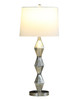30" Brushed Silver Geo Glass Table Lamp with White Shade
