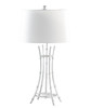 29" Silver Bamboo Design Table Lamp with Off White Drum Shade