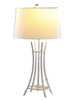 29" Silver Bamboo Design Table Lamp with Off White Drum Shade