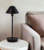 18" Black Metal Bedside Table Lamp with Black Cone Shade