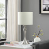 25" Silver Metal Table Lamp with Off White Drum Shade