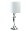 25" Silver Sleek Table Lamp with Off White Drum Shade
