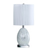 20" White Luster Mirrored Glass Table Lamp with Night Light