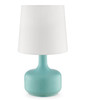 17" Blue Metal Bedside Table Lamp with White Shade